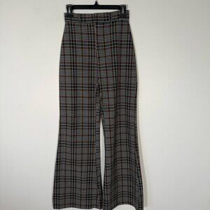 Free People High Rise Wide Leg Plaid Pants Academia 0